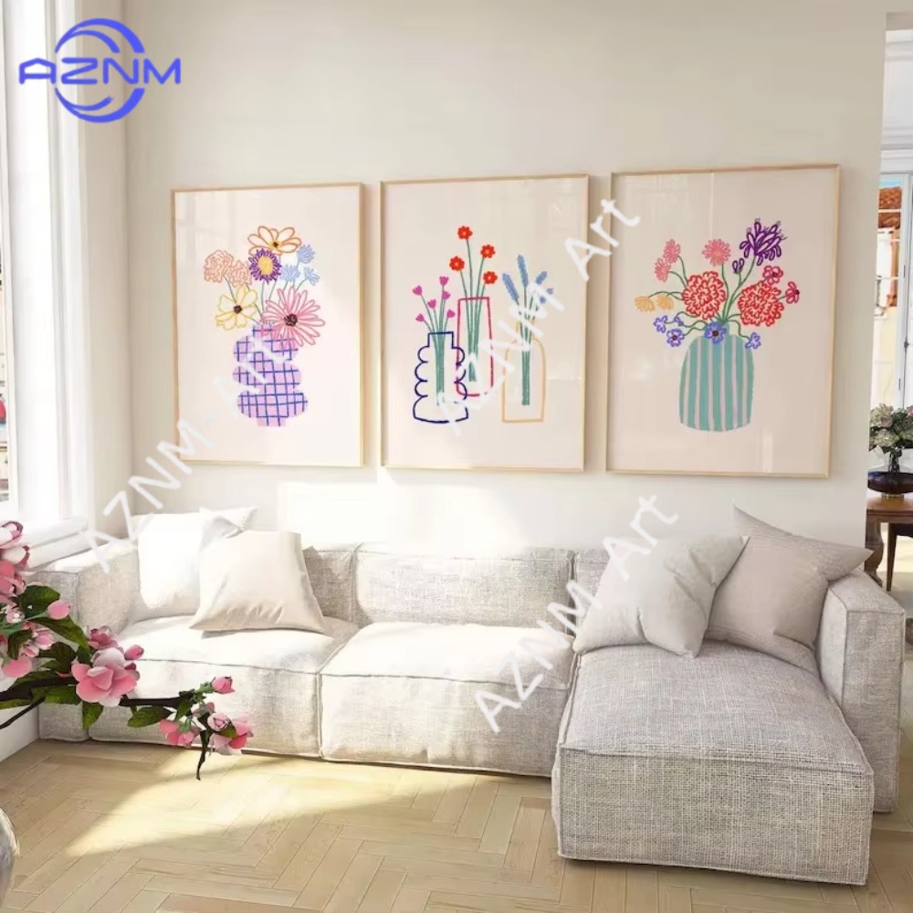 Home Decor Vase - لوحة فنية جدارية قماشية بتصميم زهور