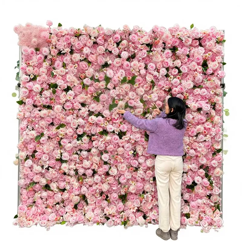Home Decor Wall Panels - جدار زهور اصطناعية من الحرير من