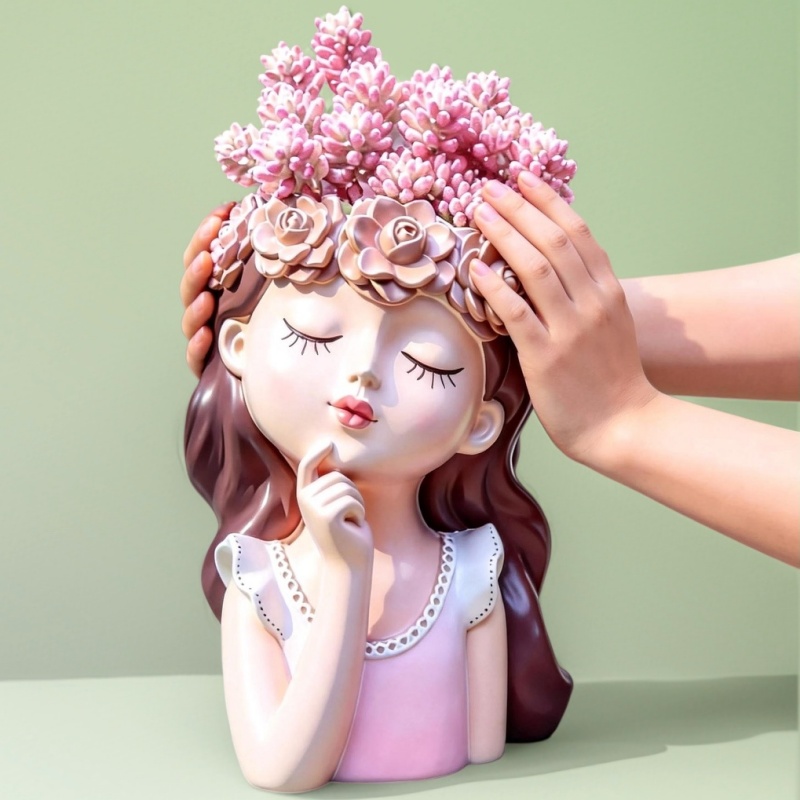 Succulent Planter Pot - قالب سيليكون كبير على شكل فتاة