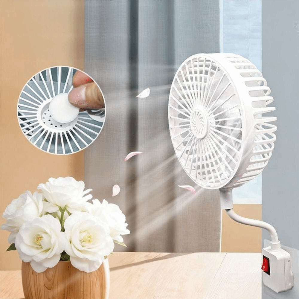 Home Decor Uk - مروحة مقبس كهربائي دوارة 360 درجة
