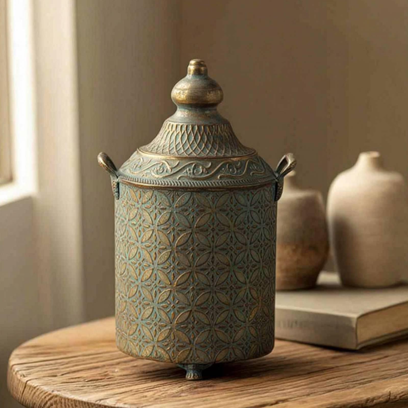 وعاء زخرفي معدني بتشطيب باتينا - مراجعة Home Decor Vase وسعره