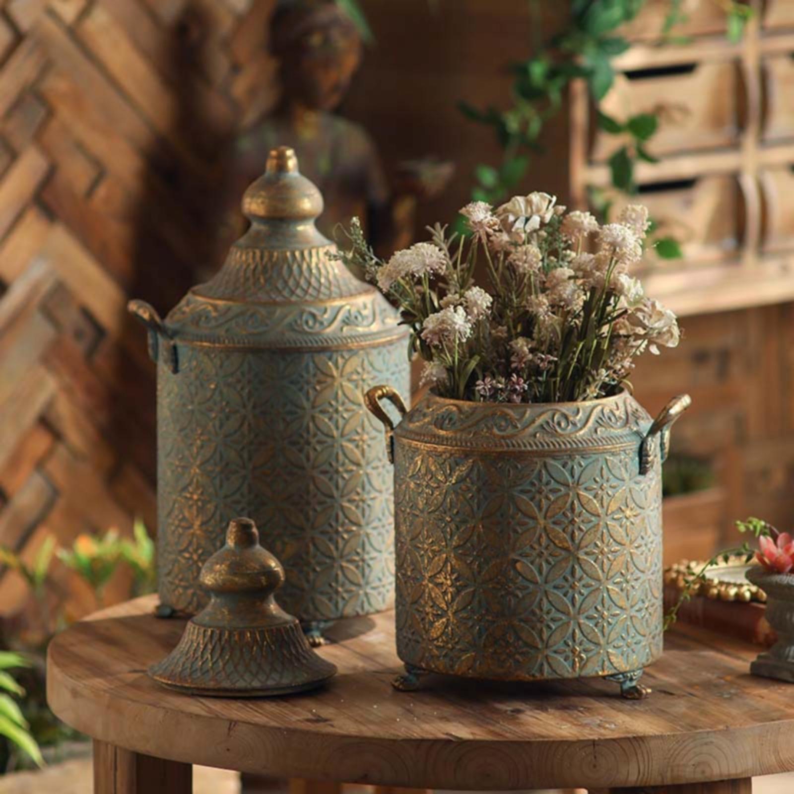 وعاء زخرفي معدني بتشطيب باتينا - مراجعة Home Decor Vase وسعره