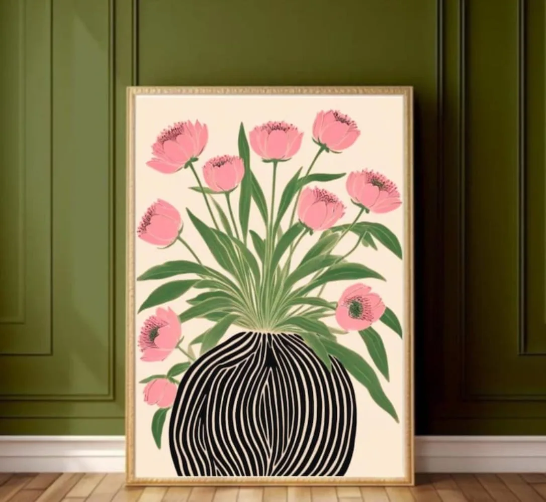 ملصق زهور بدون إطار، لوحات جدا - مراجعة Home Decor Vase وسعره